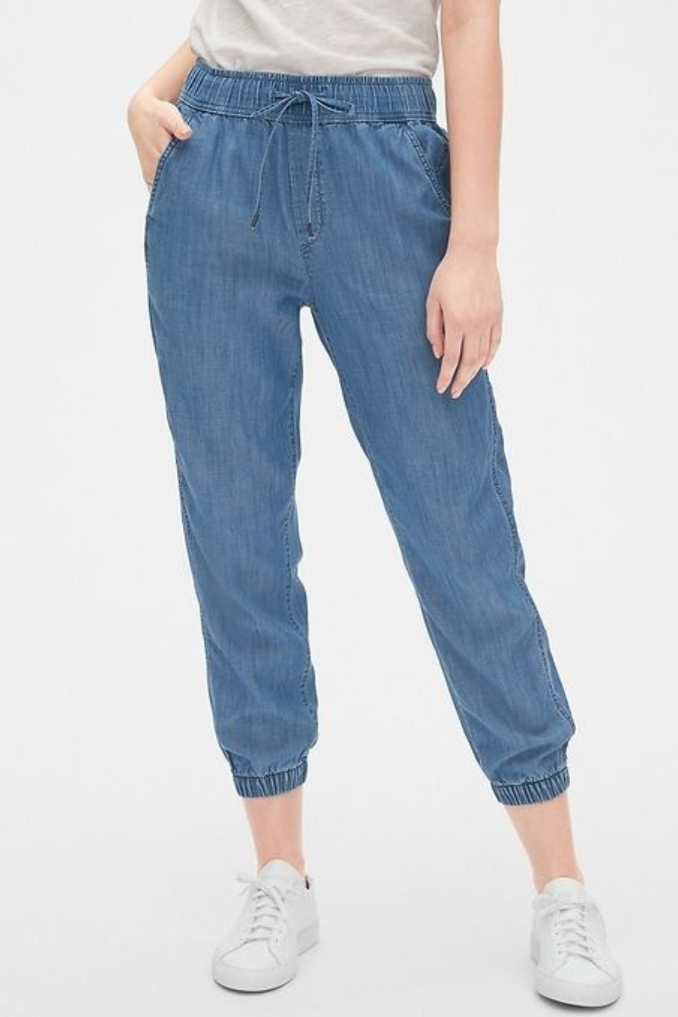 Women’s Denim Pants – Elastic Waist, Casual Fit (S, M, L Sizes)