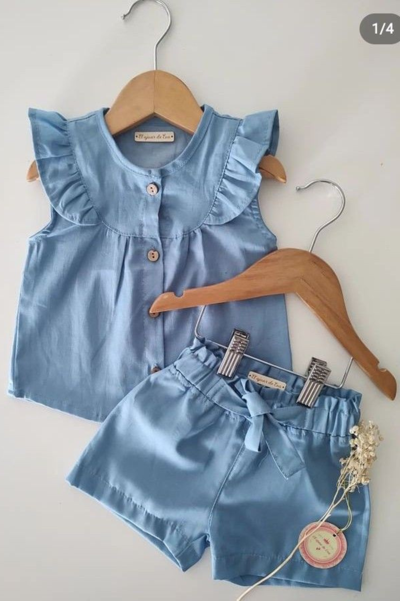 Baby Girl Blue Ruffle Top & Shorts Set – Summer Outfit (1–6 Years)