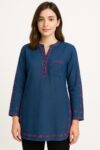 Denim Hand Embroidery Shirt For Girls