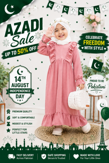 14 August Baby Girl Abaya with Scarf Pakistan