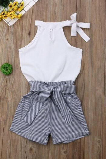 Baby Girl Dress, Pure Cotton fabric Stylish White Shirt with Black and White Shorts